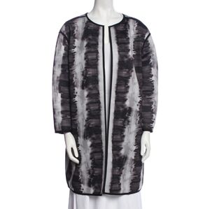 Lafayette 148 New York Pria Open Front Jacket Cardigan Black Gray White